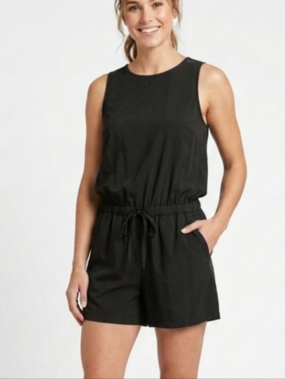 all in motion Black Sleeveless shorts Romper with Drawstring Waist